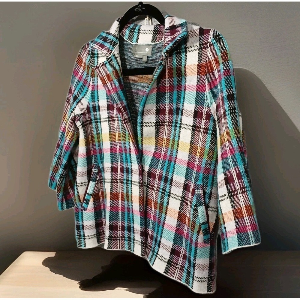 Anthropologie Rosetta Cropped Plaid Knit Jacket Blazer Boho Whimsigoth XS - Picture 3 of 14